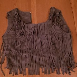 Fringe suede top